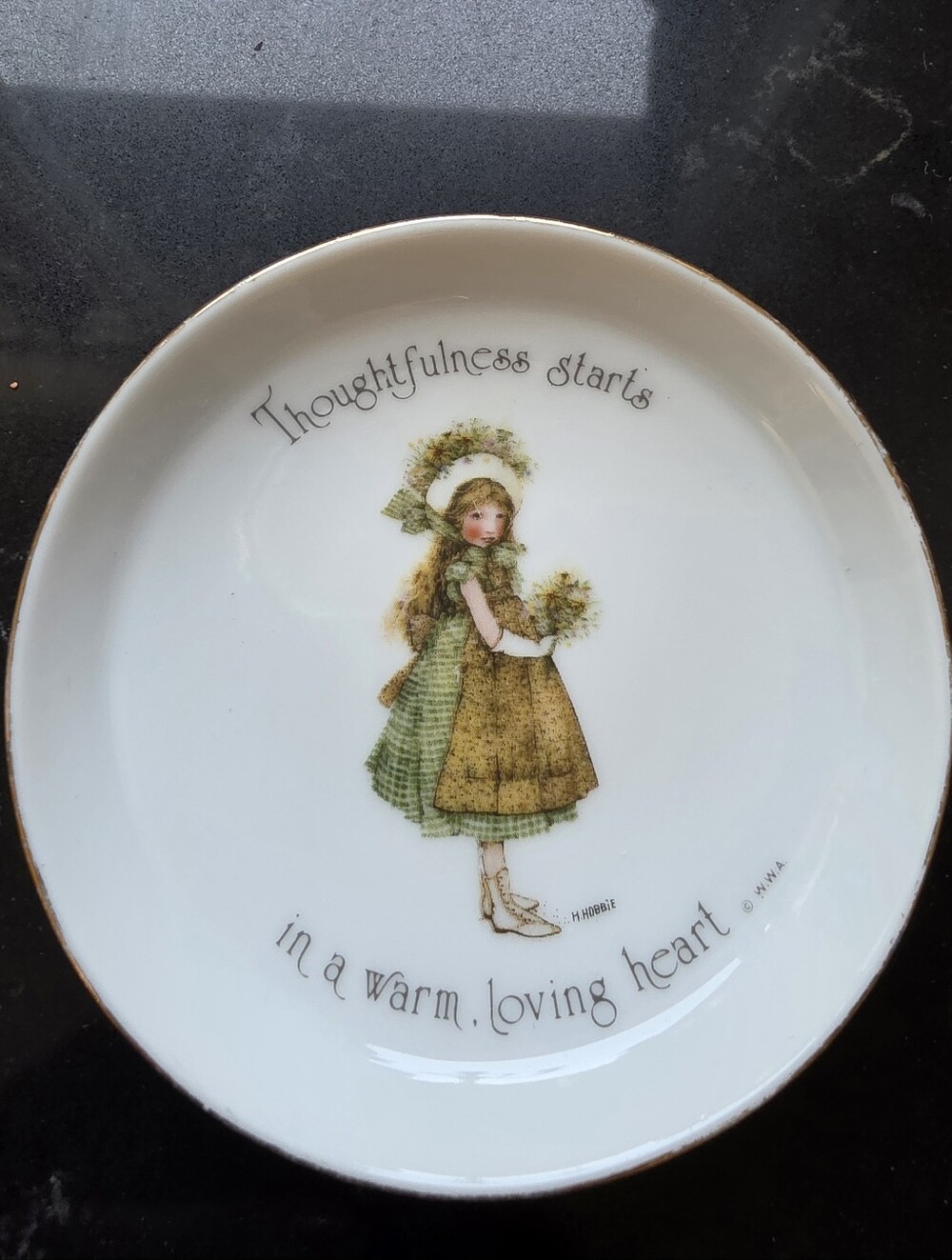 VTG 1974 Holly Hobbie Porcelain Trinket Dish 3.75" Designers Collection Japan